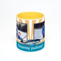 Желтая кружка с фотопечатью