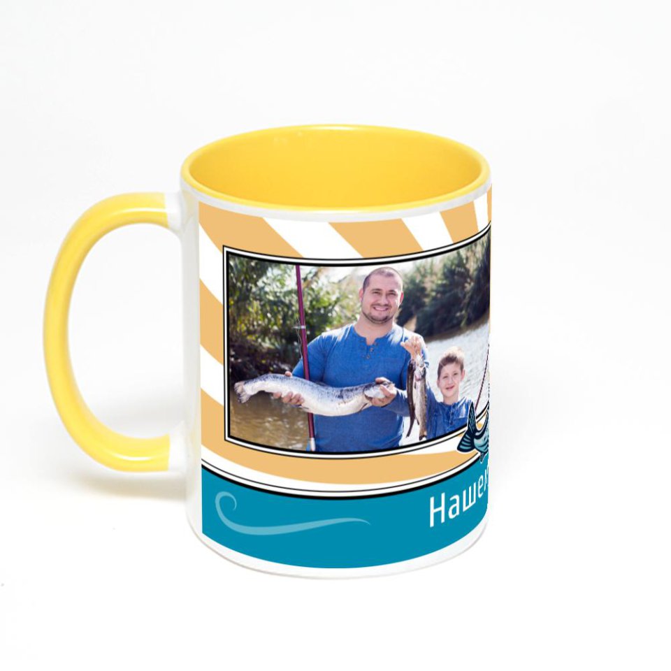 Желтая кружка с фотопечатью