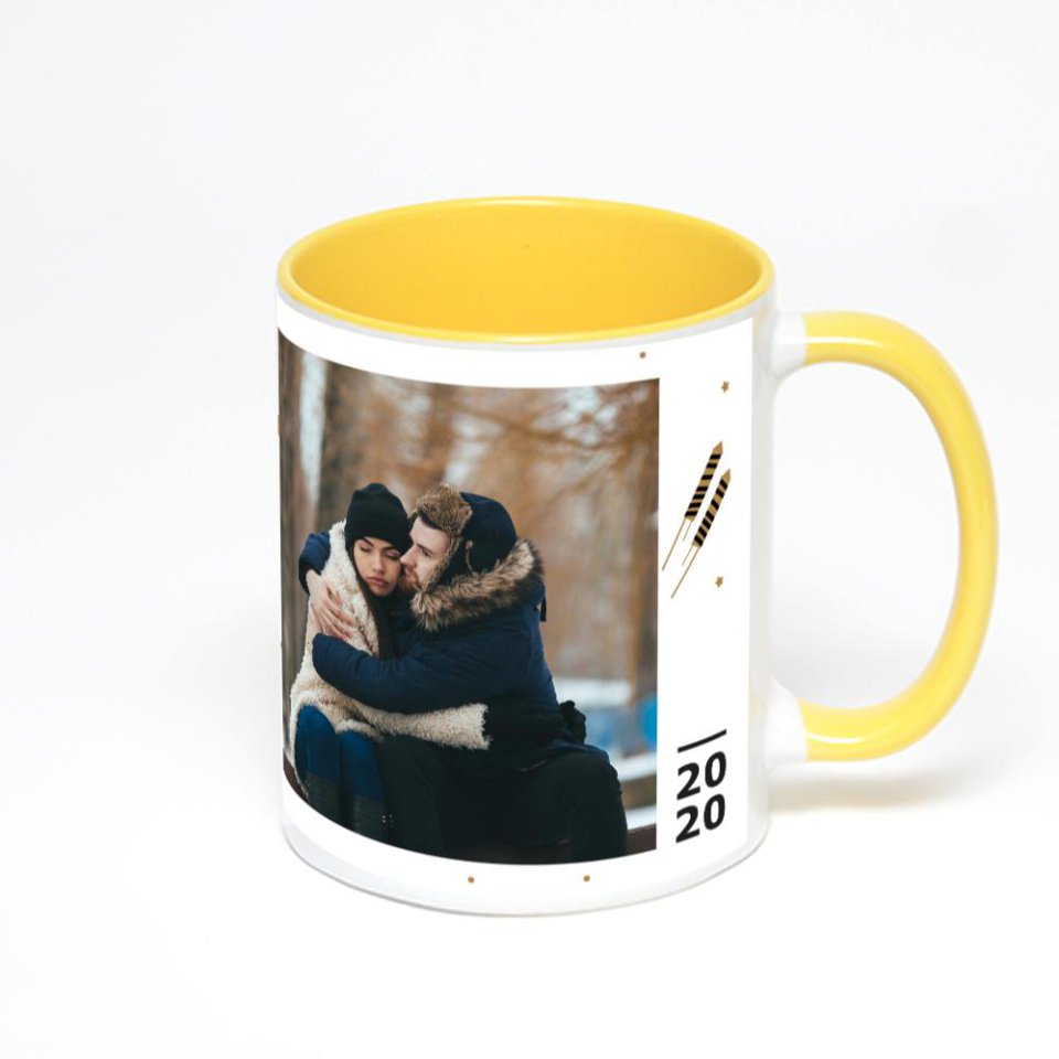 Желтая кружка с фотопечатью