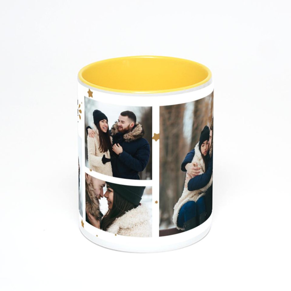 Желтая кружка с фотопечатью