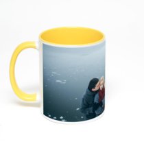 Желтая кружка с фотопечатью