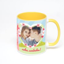 Желтая кружка с фотопечатью