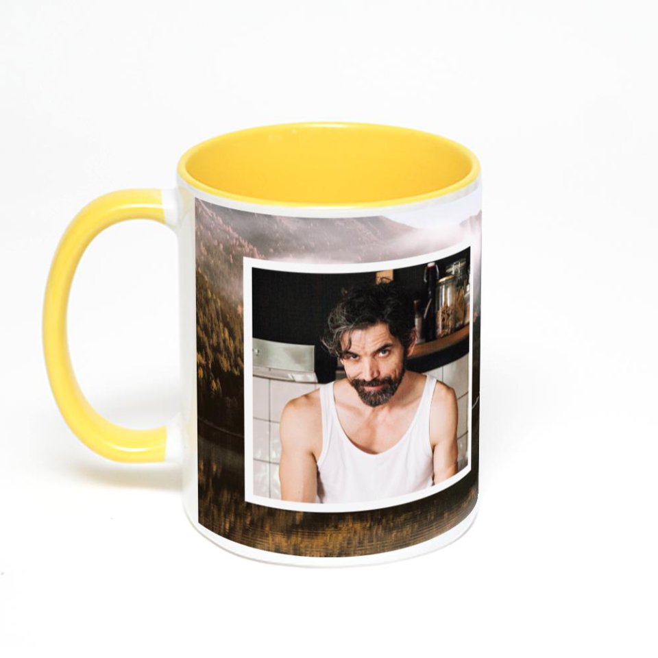 Желтая кружка с фотопечатью