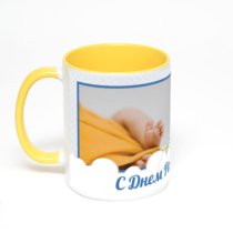 Желтая кружка с фотопечатью