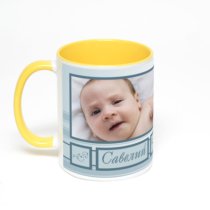 Желтая кружка с фотопечатью