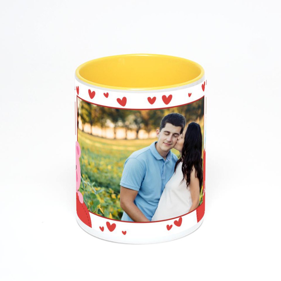 Желтая кружка с фотопечатью