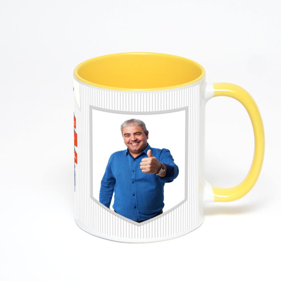 Желтая кружка с фотопечатью