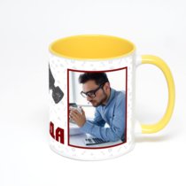 Желтая кружка с фотопечатью