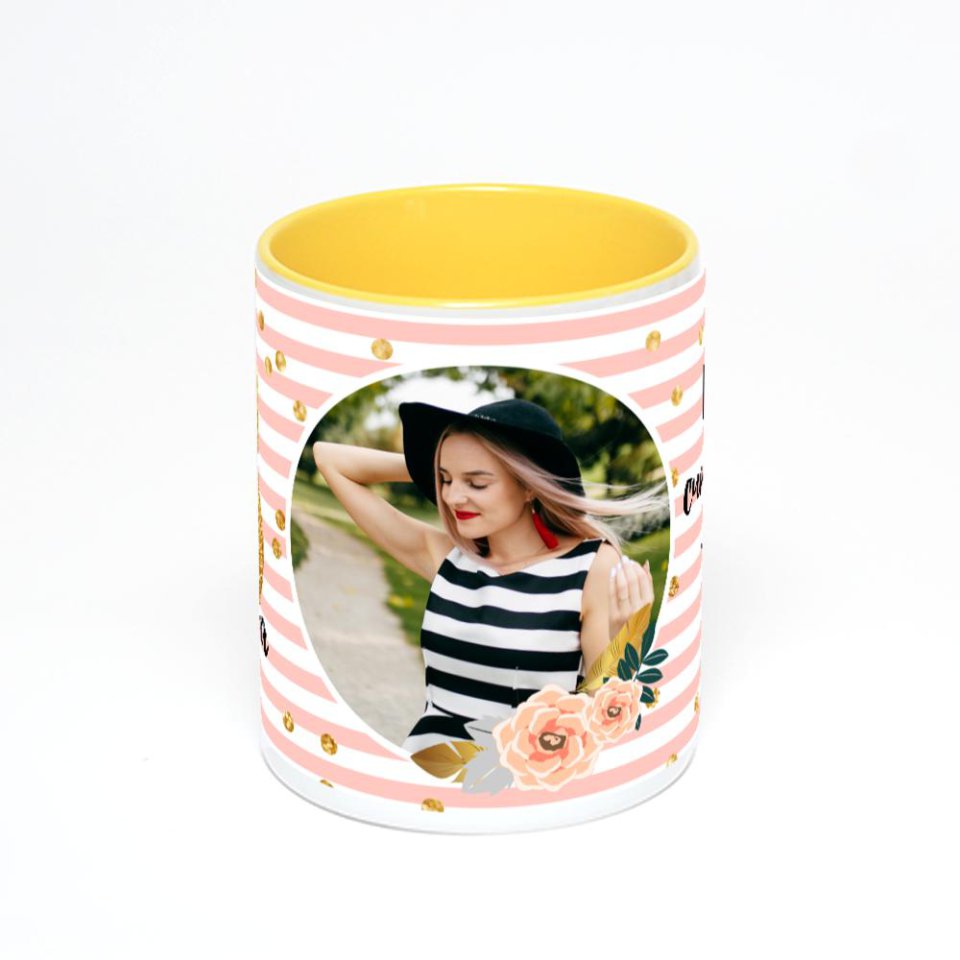 Желтая кружка с фотопечатью