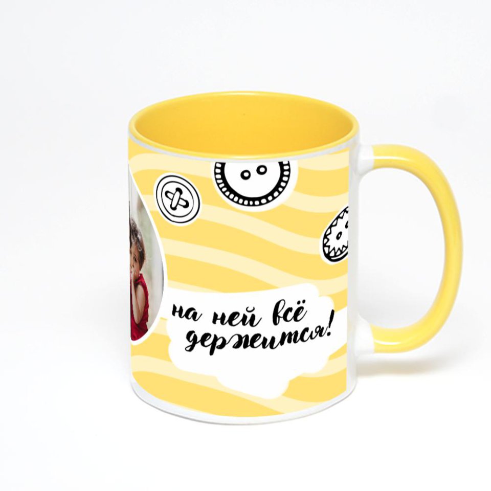 Желтая кружка с фотопечатью