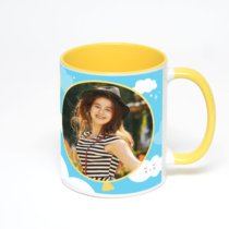 Желтая кружка с фотопечатью