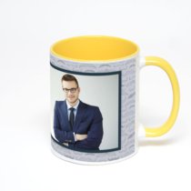 Желтая кружка с фотопечатью