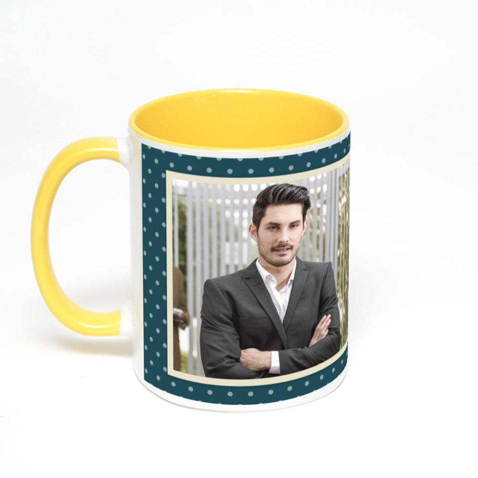 Желтая кружка с фотопечатью
