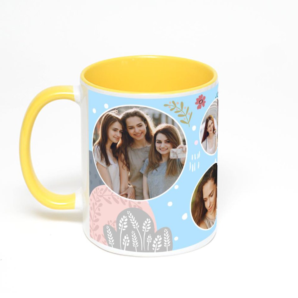 Желтая кружка с фотопечатью