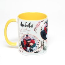 Желтая кружка с фотопечатью