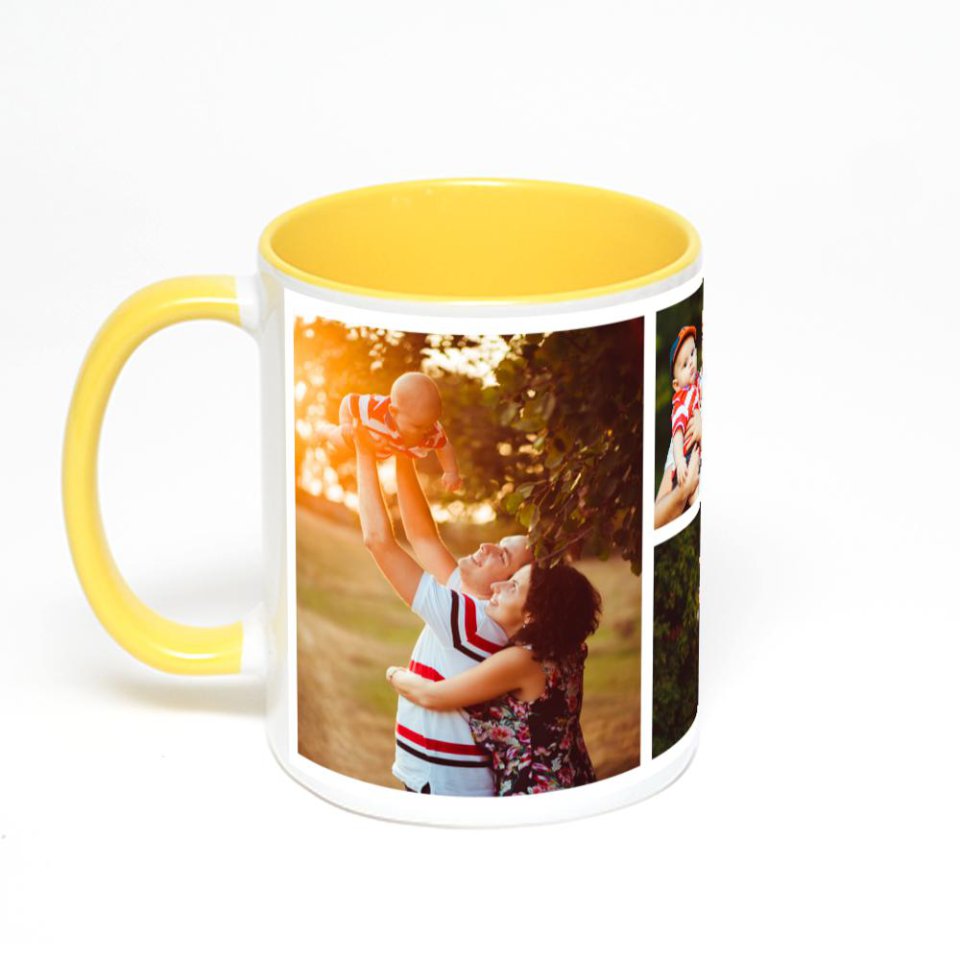 Желтая кружка с фотопечатью