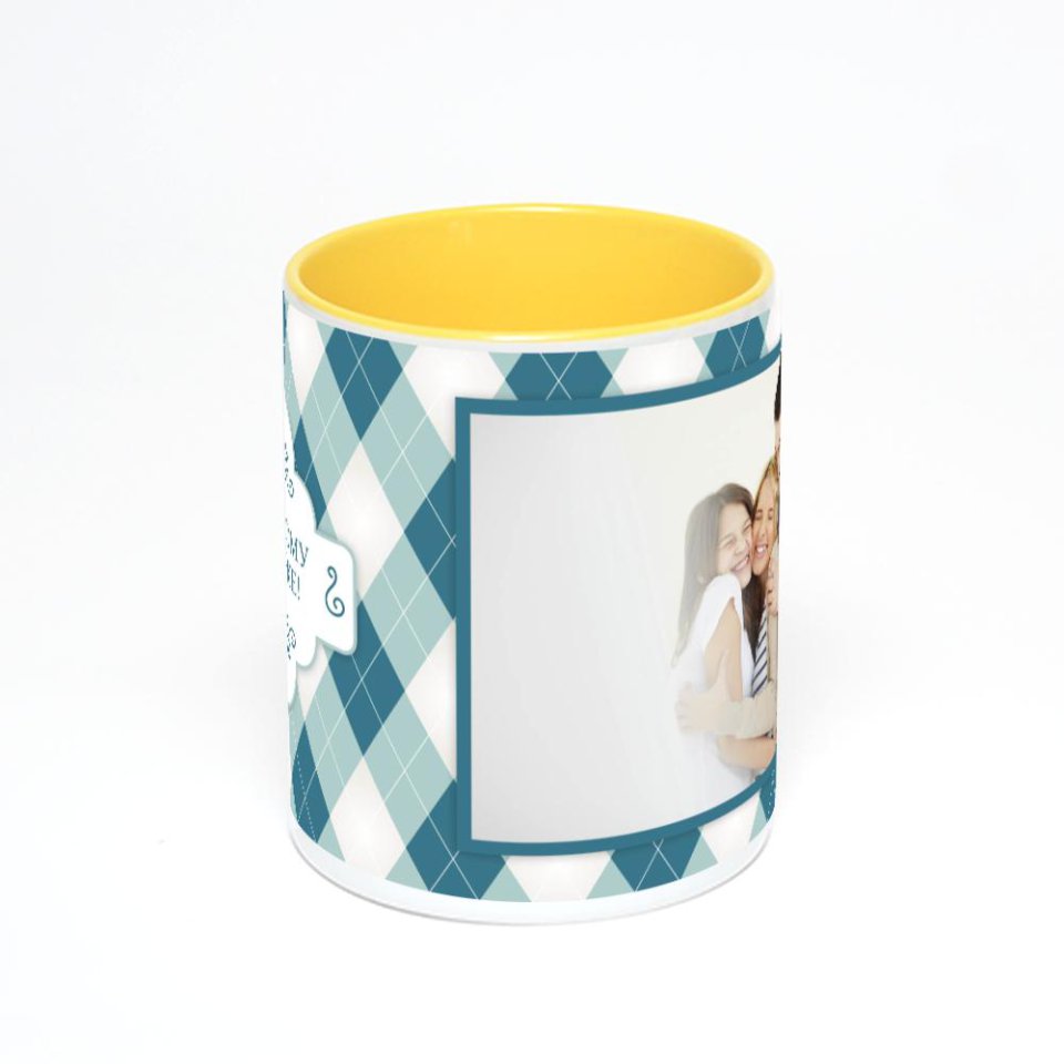 Желтая кружка с фотопечатью