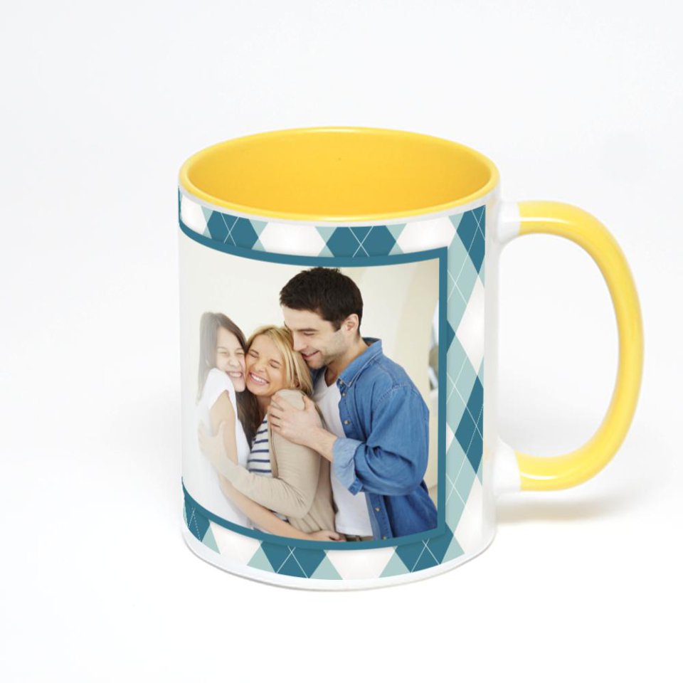 Желтая кружка с фотопечатью