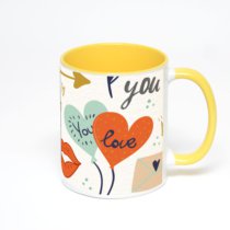 Желтая кружка с фотопечатью