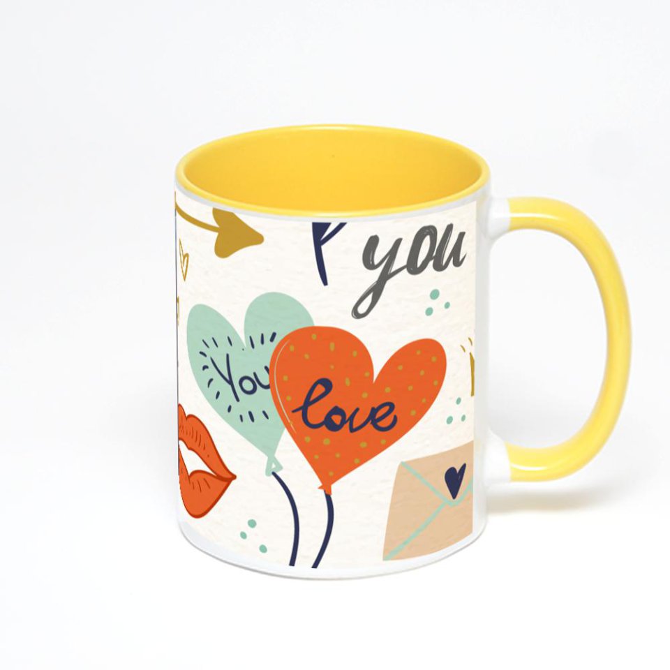 Желтая кружка с фотопечатью