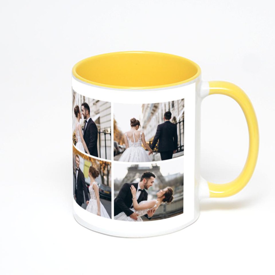 Желтая кружка с фотопечатью