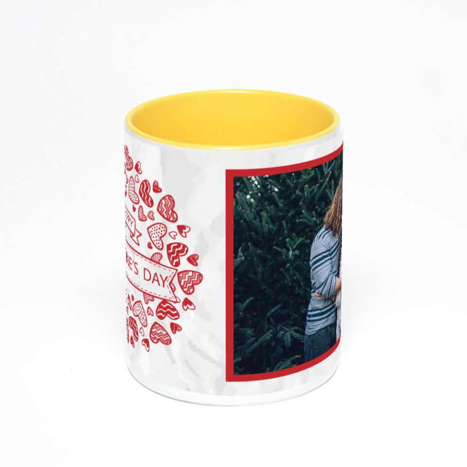 Желтая кружка с фотопечатью