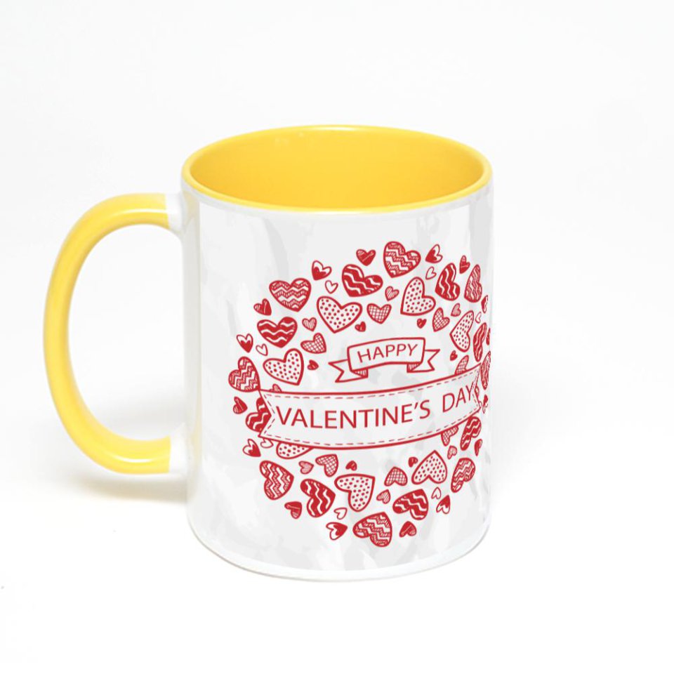 Желтая кружка с фотопечатью