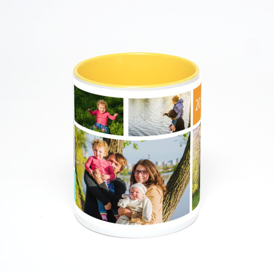 Желтая кружка с фотопечатью