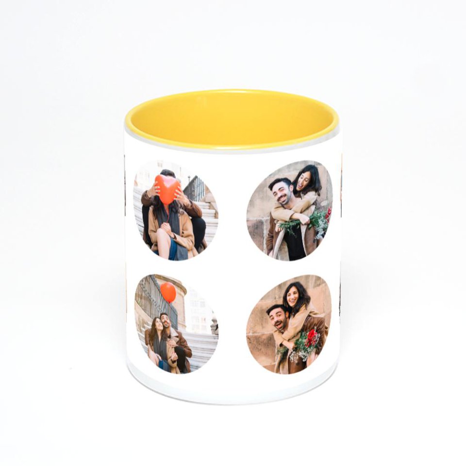 Желтая кружка с фотопечатью