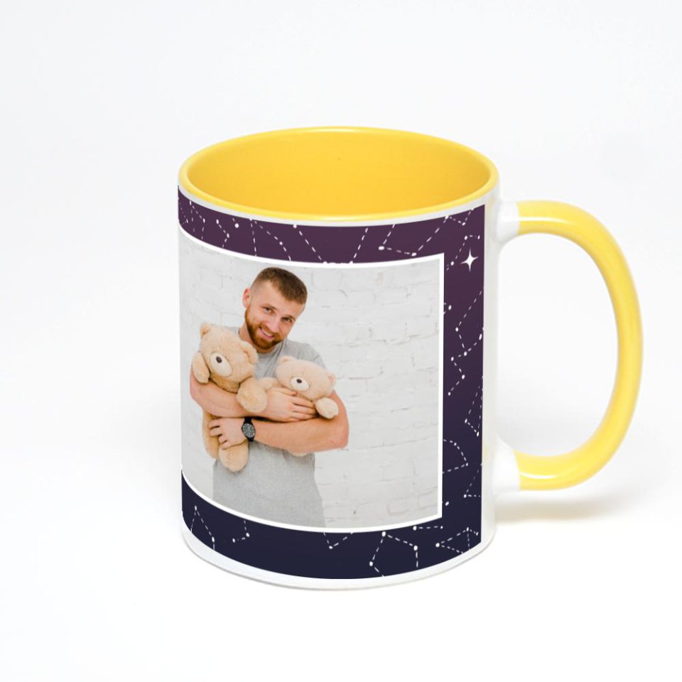 Желтая кружка с фотопечатью