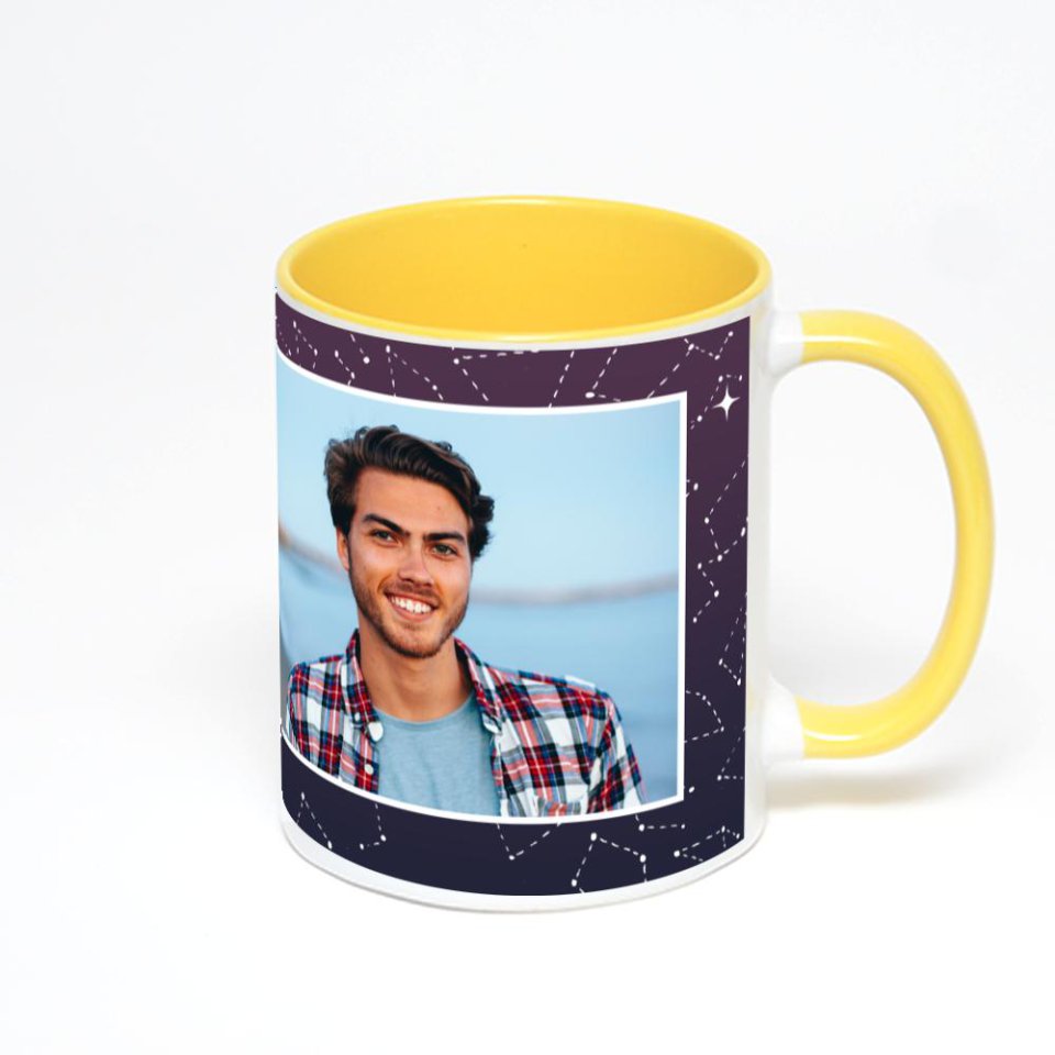 Желтая кружка с фотопечатью