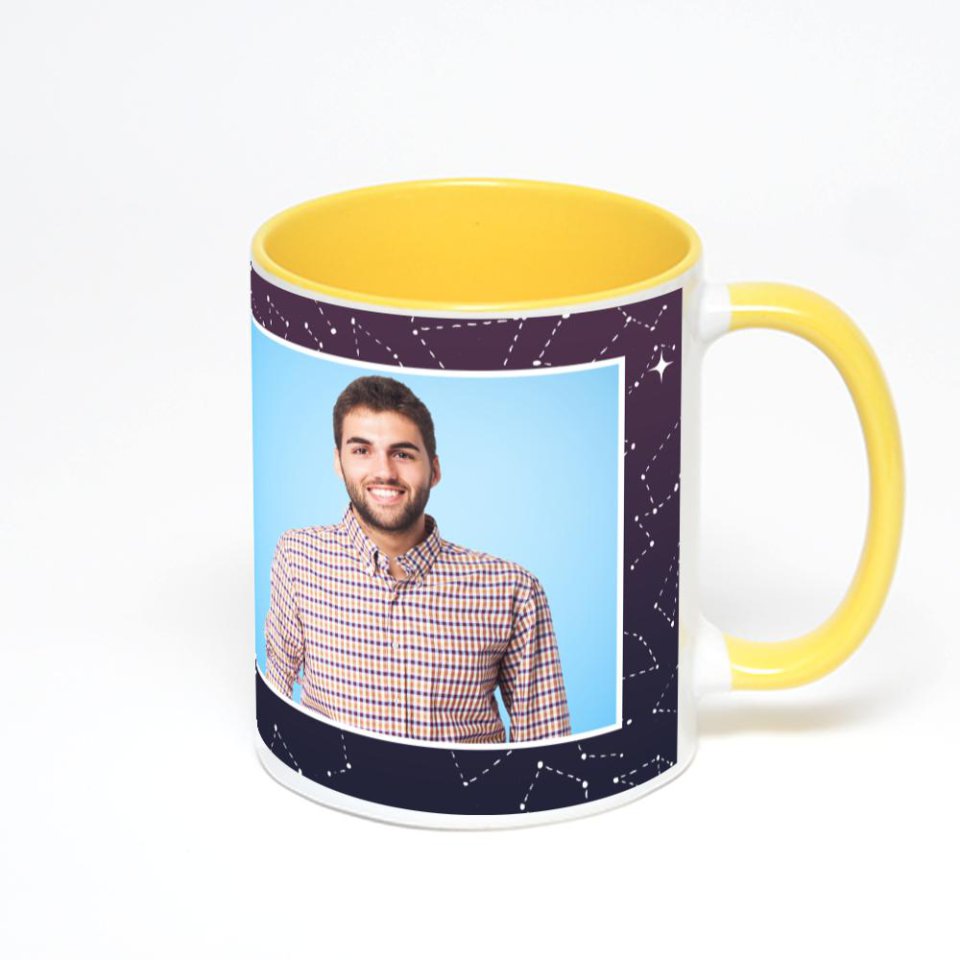 Желтая кружка с фотопечатью
