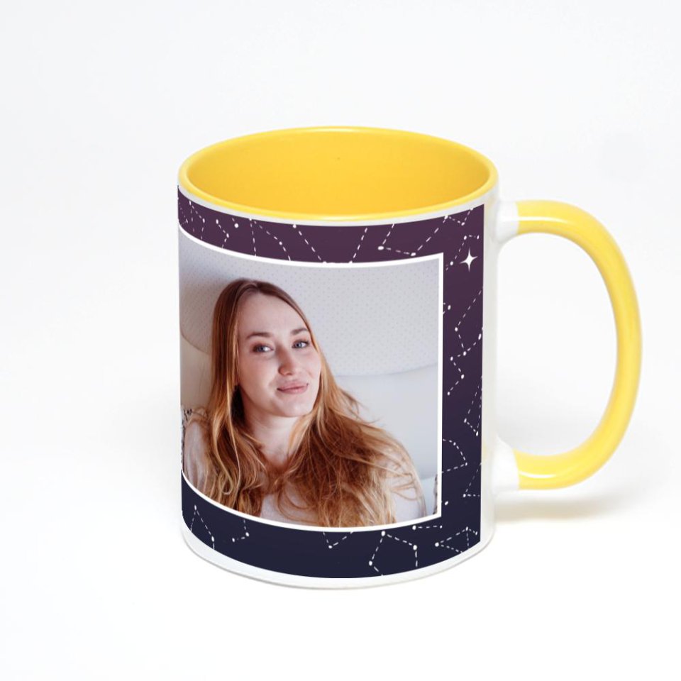 Желтая кружка с фотопечатью