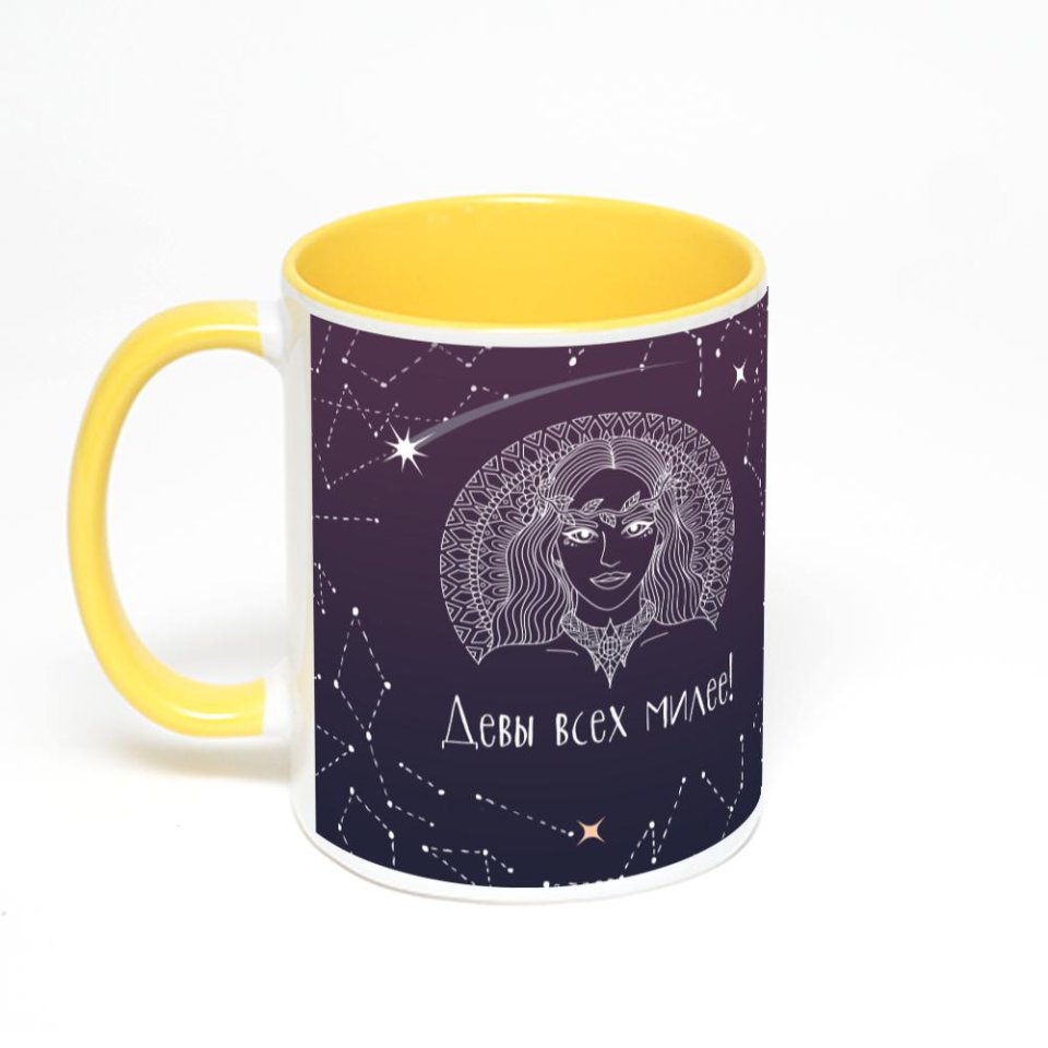 Желтая кружка с фотопечатью