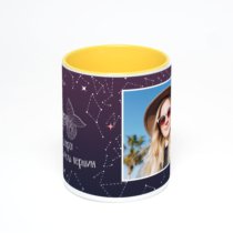 Желтая кружка с фотопечатью