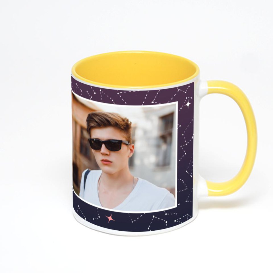 Желтая кружка с фотопечатью