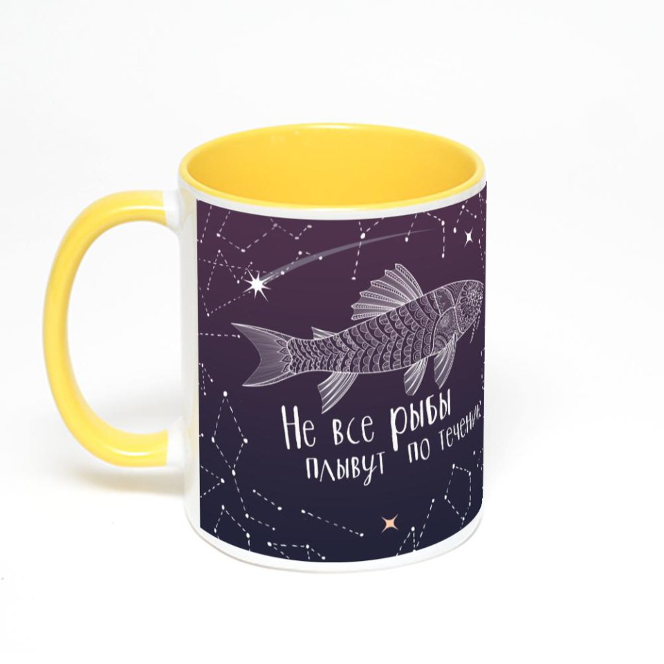 Желтая кружка с фотопечатью