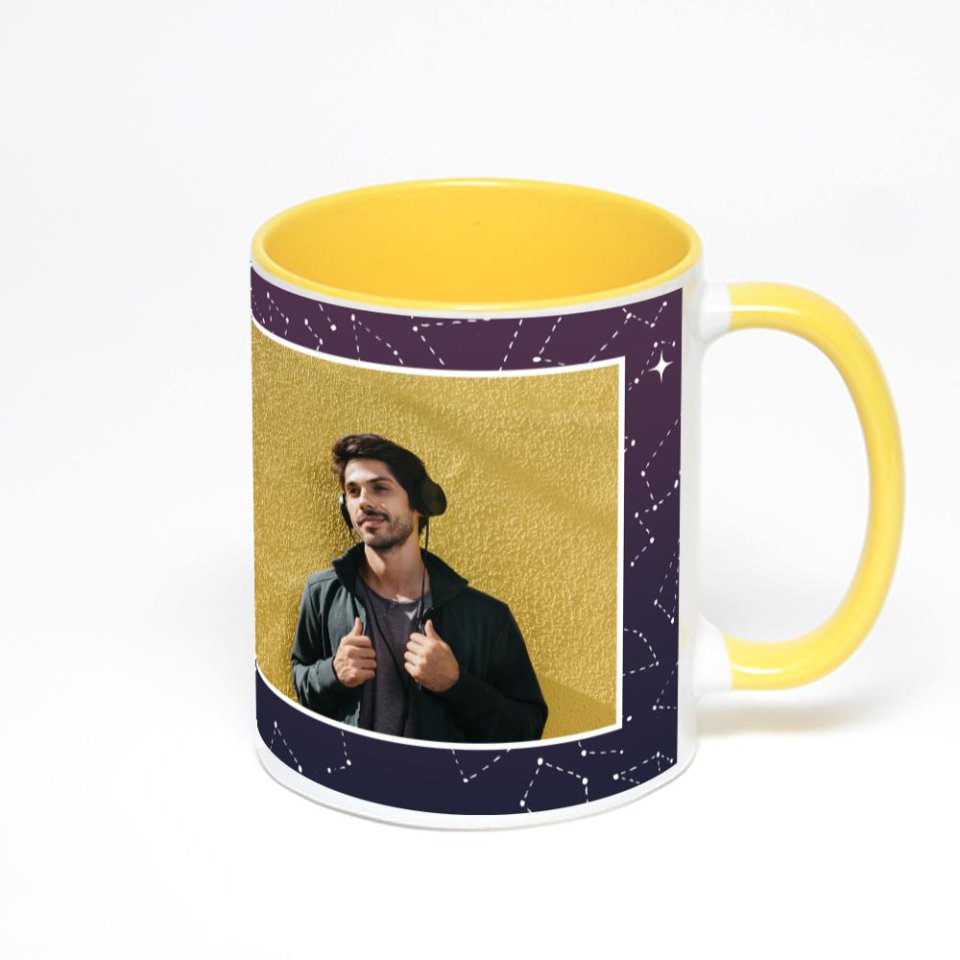 Желтая кружка с фотопечатью