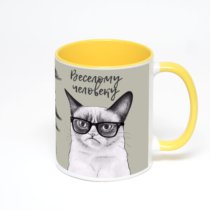 Желтая кружка с фотопечатью