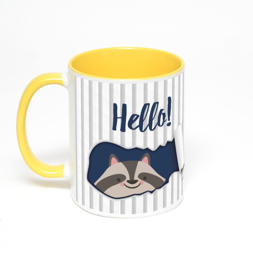 Желтая кружка с фотопечатью