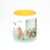 Желтая кружка с фотопечатью