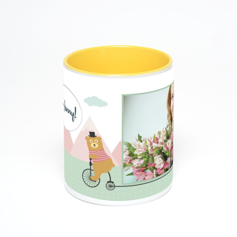 Желтая кружка с фотопечатью