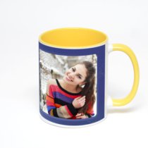 Желтая кружка с фотопечатью