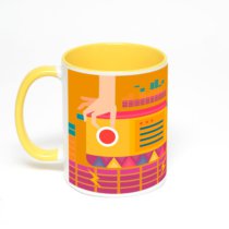 Желтая кружка с фотопечатью