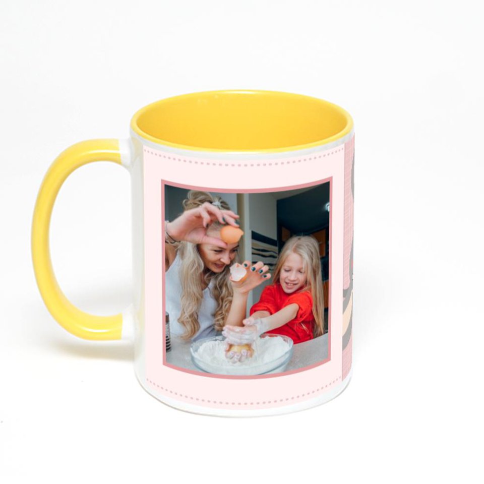 Желтая кружка с фотопечатью