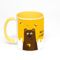 Желтая кружка с фотопечатью