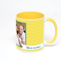 Желтая кружка с фотопечатью
