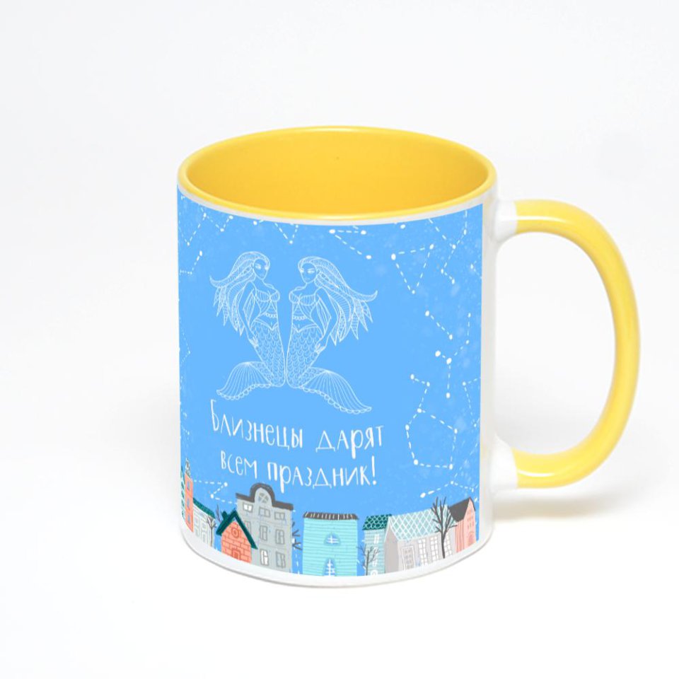 Желтая кружка с фотопечатью