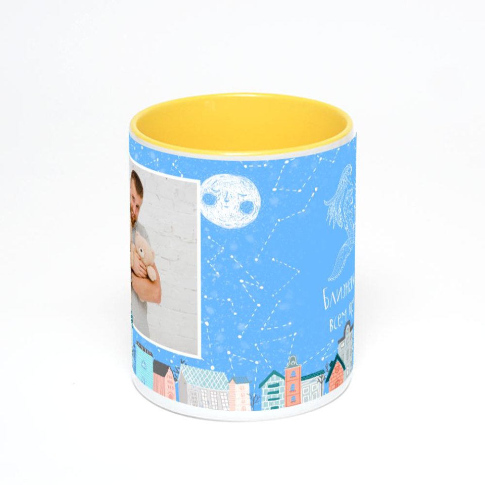Желтая кружка с фотопечатью