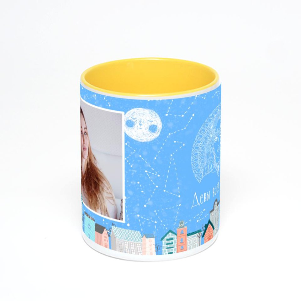 Желтая кружка с фотопечатью